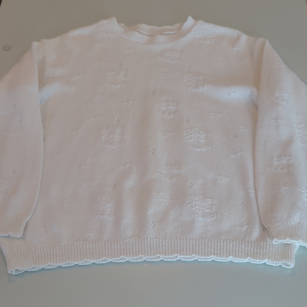 LIKE NEW Unbranded Cottagecore Cotton Floral Knit Crewneck Sweater